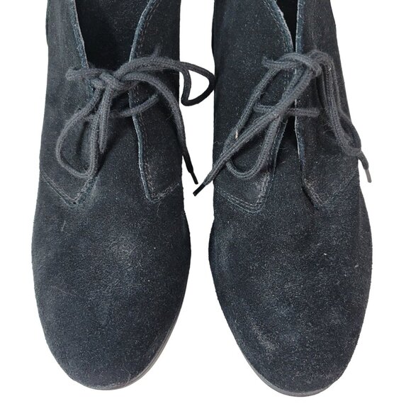 Crocs Womens Leigh Ankle Boots Black Size 10 Lace Up Booties Suede Wedge Comfort - Picture 3 of 11